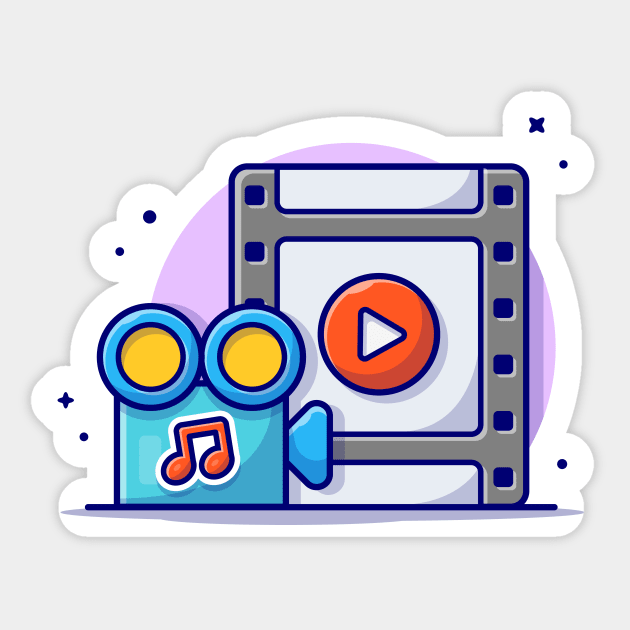 Streaming Music Video with Play Button and Note of Music Cartoon Vector Icon Illustration Sticker by Catalyst Labs